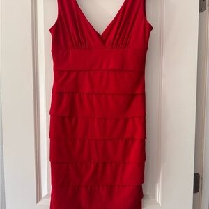 B Darlin Vibrant Red Layered Mini Dress
